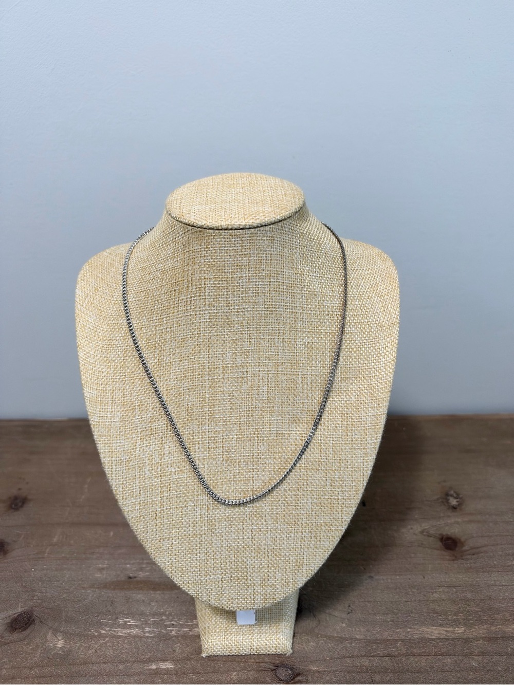 Vintage Silver Tone Curb Chain Necklace Classic Layering Chain